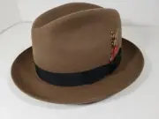 BORSALINO GIBSON FUR FELT HAT FEDORA BROWN