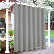 Outdoor Pergola Curtains Waterproof Thermal Insulated Blackout Patio Drapes 100" x 84" Gray Windproof Weatherproof 1 Panel