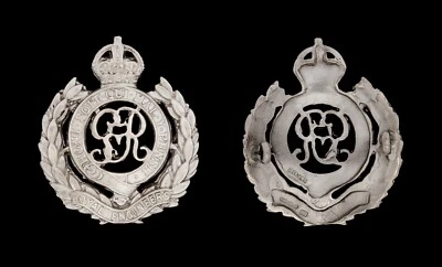 Royal Engineers GVR Cap Badge Hallmarked Silver