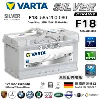 在飛比找蝦皮購物優惠-✚久大電池❚ 德國進口 VARTA F18 LBN4 85A