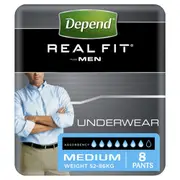 Depend Real Fit Underwear Male Medium 8 Pack