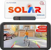 AUTO-VOX Solar Wireless Backup Camera with 5" HD Monitor, 3-Minute DIY Installation, and Battery-Powered Backup Camera System, IP69K Waterproof Reverse Camera for Car/Van/SUV/Truck/Trailer