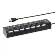 7 Port USB 2.0 Hub High Speed Multiport USB Hub with Individual Switches and ...