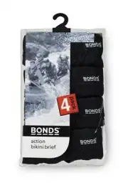 Bonds Mens 4 Pack Black Action Bikini Brief Underwear Size S M L Xl Xxl Tracking