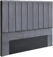 Artiss Queen Bed Headboard Headboards Slats Beds Head Frame Base, Bedroom Furniture, Upholstered with Grey Velvet Fabric Foam Wood, 153 x 120 x 8cm, Modern Design