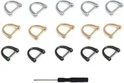 Changyeah 15 Pcs Screw-in Shackle Semicircle D Ring, Horseshoe U Shape, Handbag Accessory With Small Screwdriver (Gold, Black, Silver)