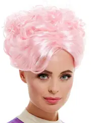 Trapeze Artist Pink Curly Updo Costume Wig