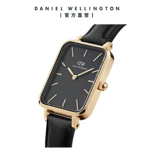 【Daniel Wellington】DW 手錶 Quadro Sheffield 20x26mm經典黑真皮皮革小方錶(兩色 DW00100435)