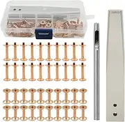 Copper Rivets Burrs Kit, Punch Rivet Tool, DIY Leather Craft Tool for Clothing Bag Belt Canvas Bag with Setters(Model B)