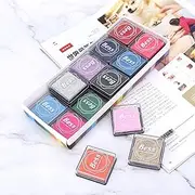 20 Colors Coloured Ink Pad Kit, Childrens Education Stamp Pad, 4x4cm, Multi-Purpose Pigment Inkpad Set for Crafts, Stamping and Creativity