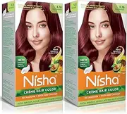 Nisha Cream hair color (120 ml/each) with Rich, Bright, Long Lasting Shine Hair Color NO AMMONIA Cream FORMULA smooth care for your precious hair! (Pack of 2, Burgundy 3.16)