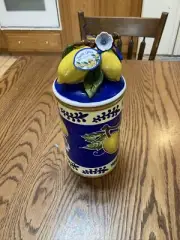 LEMON CANISTER DOG/CAT TREATS CANISTER BLUE SKY CLAYWORKS CERAMIC JAR 2017