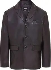 [Infinity Leather] Mens Genuine Leather Blazer Soft Real Italian Tailored Vintage Jacket Coat