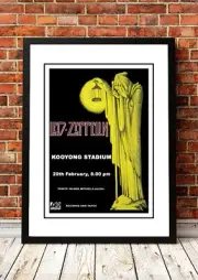 Led Zeppelin 'Kooyong Stadium' Melbourne, Australian Tour Poster 1972 - Framed A