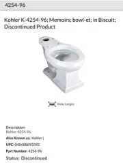 NOS NEW Kohler K-4254-96 Memoirs Elongated bowl-et Biscuit Discontinued Toilet