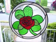 Stained Glass Irish Rose Sun-catcher (Real Glass)