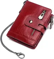 [LIFKOME] Men's Red Fashion Wallet Anti-theft Slim Wallet Tri Multi-card Positions