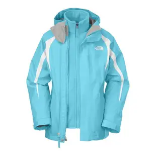 美國百分百【全新真品】The North Face 外套 TNF 夾克 連帽 北臉 天藍 兩件式 Hyvent 中空纖維 女 S C102