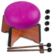 Steel Tongue Drum 6 Inches, 8 Notes Steel Drum + Unique Stand, Drum Sticks,