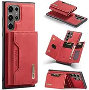 2 in 1 Wallet Case for Huawei P50, Matte Leather Case Cover Card Holder Detachable Wallet Buckle Design Cover - Red