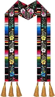 [DENCTORAM] Mexican Graduation Sash Flag Graduation Stole Flowers Graduation Sash Mexico Serape Graduation Sash