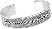 [Treasure Bay] TreasureBay Mens, Womens Solid 925 Sterling Silver Bangle Bracelet with Classic Braided Details