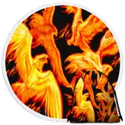 Mythology Birds Phoenix Dawn Round Beach Towel