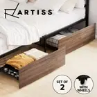 Artiss 2x Trundle Drawers for Bed Frame Base Storage with Wheels Metal Black