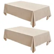 Fitable Faux Linen Beige Tablecloths 2 Pack, Faux Burlap Fabric Table Clothes...