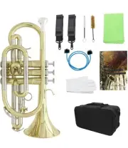 Slade HXYIG Bb Flat Cornet Brass Instrument with Carrying Case