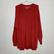 American Eagle Sweater Medium Red Long Sleeve Pullover Knit Longline Christmas