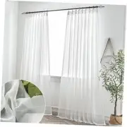 Sheer Curtains 96 Inches Long 2 Panels Off White Pinch Pleated Drapes Linen