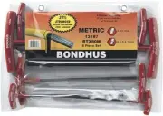 Bondhus Metric Ball End T-Handle Hex Key 8-Piece Set, 2-10 mm Size