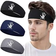 Sports Headbands for Men Sweatbands for Men Sweat Bands Headbands Men 3pcs Skull Finger Print Head Bands Mens Workout Cooling Headbands for Men Running Headband