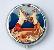 Boxing Horse Circus PILL case pillbox pill box holder sideshow hipster