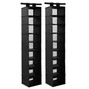 2x Kloset by Boxsweden 120cm 9 Section Hanging Organiser Home Closet Storage BK