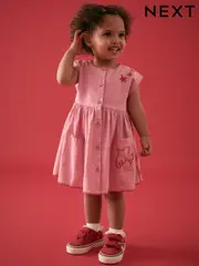 Pink Button Through Summer Dress (3mths-10yrs) (AK2479) | $35 - $42