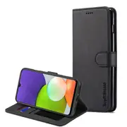 Samsung Galaxy A22 4G Case, SupRShield Wallet Leather Flip Magnetic Stand Case Cover (Black)