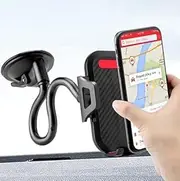 LEEMASING 360 Degree Car Dash Windshield Mount Cradle Holder Stand Gooseneck Long Arm Strong Suction Compatible with iPhone 12 11 Pro XS Max SE 8 Samsung S21 S20