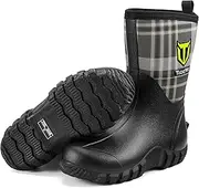 [TideWe] Rubber Boots for Women, 5.5mm Neoprene Insulated Rain Boots with Steel Shank, Waterproof Mid Calf Hunting Boots, Sturdy Rubber Work Boots for Farming Gardening Fishing