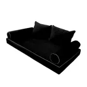 V4 Velvet Daybed Mattress Pillow Cover Complete Set Contrast Pipe Twin AD374