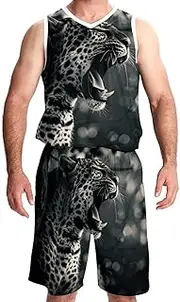 [KQNZT] Basketball Jersey and Shorts, Basketball Jersey for Women, Mens Basketball Jerseys, Leopard Dark