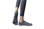 Elosung 2 Pcs Purple Non Slip Yoga Pilates With Toe Design For Women Cotton Blend Anti Silicone Grip Socks