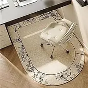 Chair Mat Rounded Floor Mat for Study Desk Carpet Computer Table Bedroom Living Room Table Chairs Round Rug(SA1648-QT,80x120cm(31x42in))