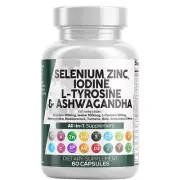 Selenium Zinc Iodine L-Tyrosine Ashwagandha Supplement for Women and Men 60 caps