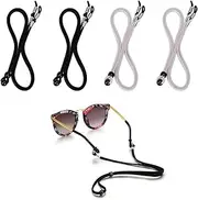 [BEZANU] Glasses Strap, 4 PCS Eye Glasses String Holder Cords for Men Women Kids (Gray, Black)