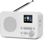 Portable DAB+ Radio with Bluetooth I Rechargeable Battery 15hr Play or Mains Powered I Full Colour Display Small DAB Radio with Alarm Clock I FM Radio,40 Presets,Headphone Jack I LEMEGA DAB GO
