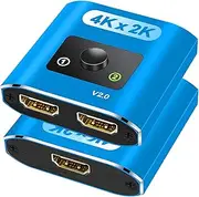 HDMI Splitter 4K@60Hz, Bi-directional HDMI Switch, Aluminum HDMI Splitter 2 in 1 out / 1 In 2 out, HDMI Switcher, Support 3D 1080P, suit for TV Box,Laptop,PS3/4/5,DVD,Blue(CABLE NOT INCLUDE)