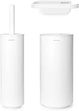 Brabantia - Mindset 3-Piece Toilet Accessory Set - Toilet Brush, roll Holder and roll Dispenser - Corrosion Resistant - Bathroom Accessories - Includes mounting Material - Fresh White