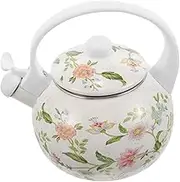 Ipetboom Enamel Teapot Whistling Kettle for Stovetop Home Office Tea Pot with Classic Design for Parties and Everyday Use